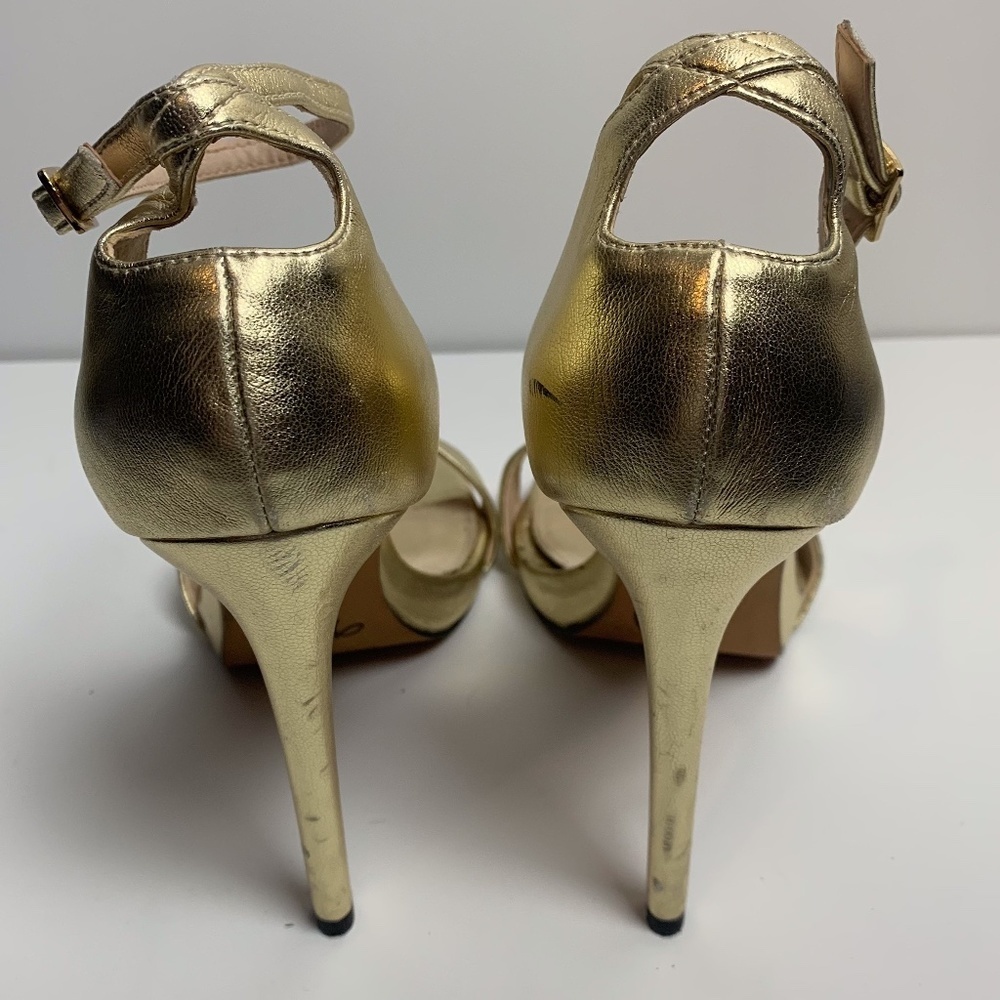 Topshop Gold Ankle Strap Heeled Sandal - Picture 6 of 8